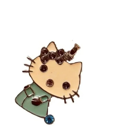 Rhinestone Embellished Kitty Colorful Enamel Metallic Pendant Fashion Necklace - Picture 2 of 6